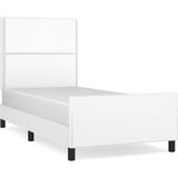 vidaXL Bettgestell mit Kopfteil Weiß 90x200 cm Kunstleder