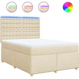vidaXL Boxspringbett mit Matratze Creme 140x190 cm Stoff