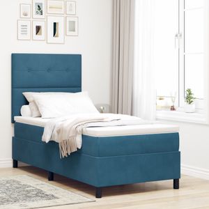vidaXL Boxspringbett mit Matratze Dunkelblau 80x200 cm Samt