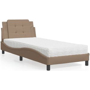 vidaXL Bett mit Matratze Cappuccino-Braun 100x200 cm Kunstleder