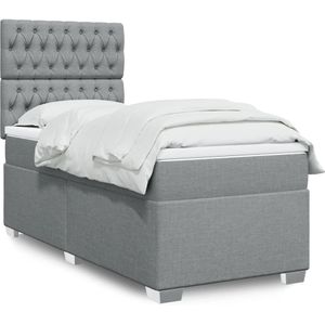 vidaXL Boxspringbett mit Matratze Hellgrau 90x200 cm Stoff