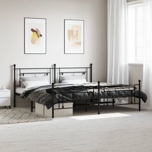 vidaXL Bettgestell mit Kopf- und Fußteil Metall Schwarz 200x200 cm
