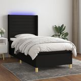 vidaXL Boxspringbett mit Matratze & LED Schwarz 80x200 cm Stoff