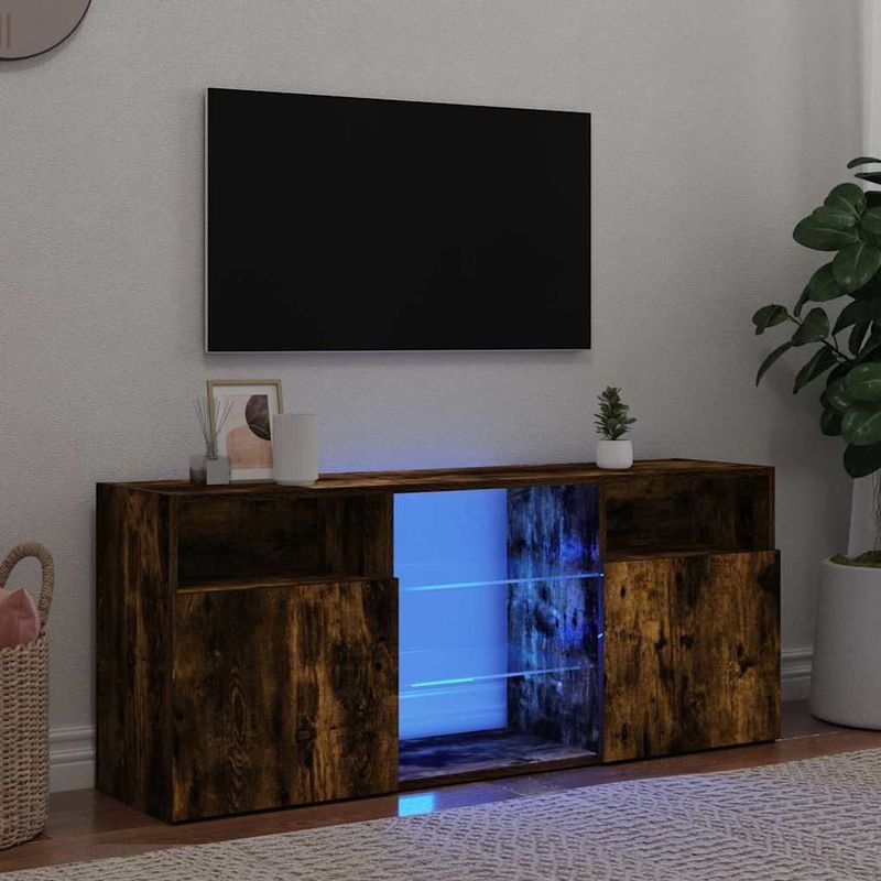 vidaXL TV-Schrank mit LED-Leuchten Räuchereiche 120x30x50 cm