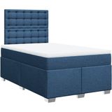 vidaXL Boxspringbett mit Matratze Blau 120x200 cm Stoff
