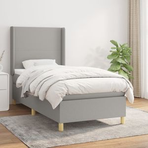 vidaXL Boxspringbett mit Matratze Hellgrau 90x190 cm Stoff