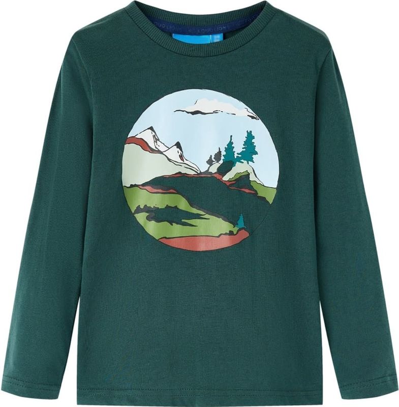 vidaXL Kinder-Langarmshirt Dunkelgrün 104