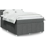 vidaXL Boxspringbett mit Matratze Dunkelgrau 140x190 cm Stoff