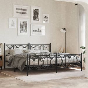 vidaXL Bettgestell mit Kopf- und Fußteil Metall Schwarz 193x203 cm