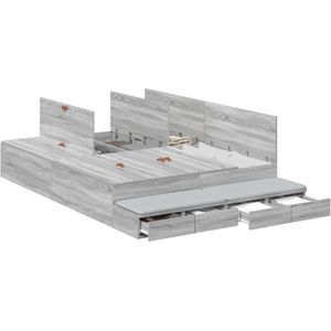 vidaXL Stauraum-Bettgestell Grau Sonoma 150x200 cm