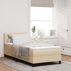 vidaXL Boxspringbett mit Matratze Creme 90x190 cm Stoff