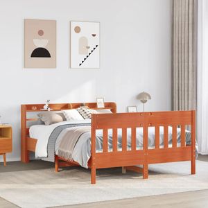 vidaXL Massivholzbett ohne Matratze Wachsbraun 140x190 cm Kiefernholz