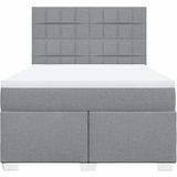 vidaXL Boxspringbett mit Matratze Hellgrau 160x200 cm Stoff