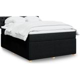 vidaXL Boxspringbett mit Matratze Schwarz 140x190 cm Stoff