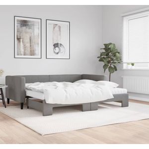 vidaXL Tagesbett Ausziehbar mit Matratzen Dunkelgrau 90x190 cm Stoff