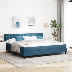 vidaXL Boxspringbett mit Matratze Dunkelblau 200x200 cm Samt
