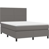 vidaXL Boxspringbett mit Matratze Grau 140x200 cm Kunstleder