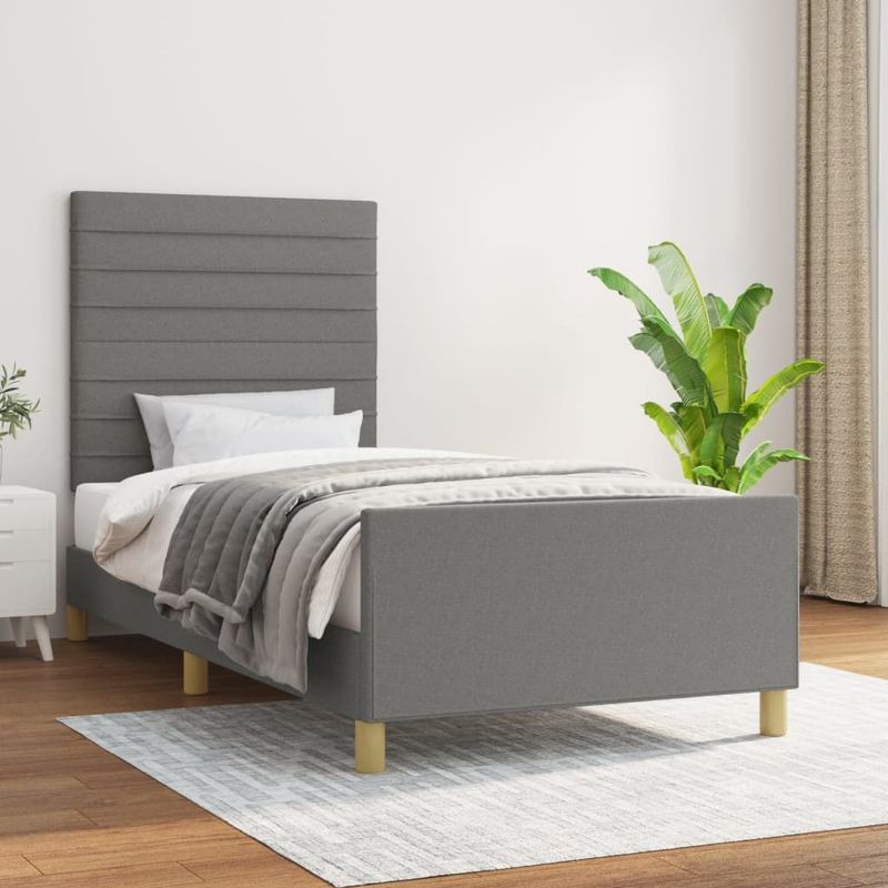 vidaXL Bettgestell ohne Matratze Dunkelgrau 100x200 cm Stoff