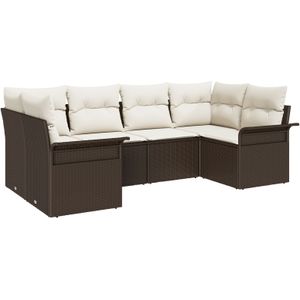 vidaXL 6-teiliges Garten Sofa Set mit Kissen Braun Poly Rattan