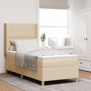 vidaXL Boxspringbett mit Matratze Creme 90x200 cm Stoff