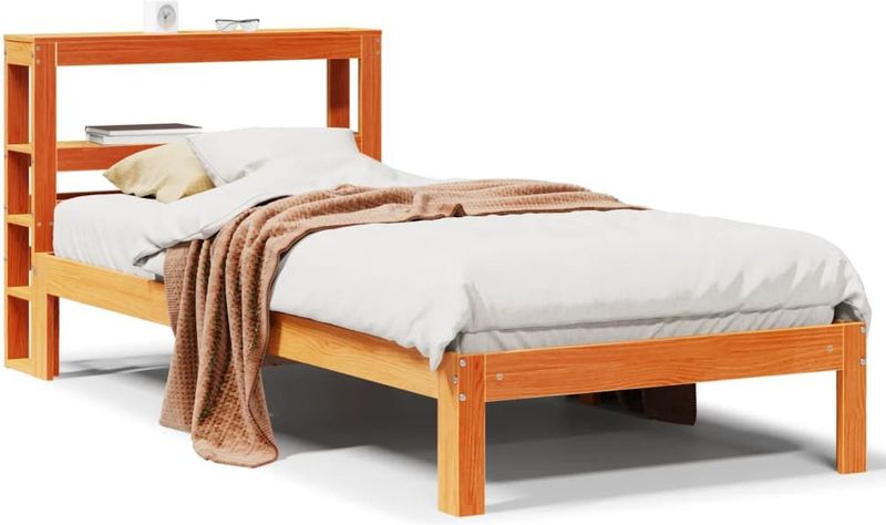 vidaXL Massivholzbett ohne Matratze Wachsbraun 90x190 cm Kiefernholz
