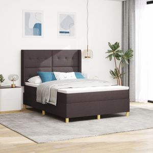 vidaXL Boxspringbett mit Matratze Dunkelbraun 140x190 cm Stoff