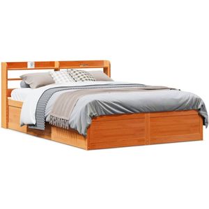 vidaXL Massivholzbett mit Kopfteil Wachsbraun 140x190 cm Kiefer