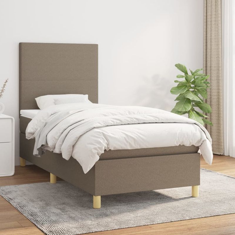 vidaXL Boxspringbett mit Matratze Taupe 80x200 cm Stoff