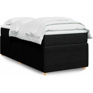 vidaXL Boxspringbett mit Matratze Schwarz 100x200 cm Stoff