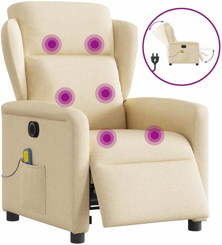 vidaXL Massagesessel Elektrisch Creme Stoff