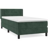 vidaXL Boxspringbett mit Matratze Dunkelgrün 90x200 cm Samt