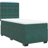 vidaXL Boxspringbett mit Matratze Dunkelgrün 80x200 cm Samt