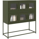 vidaXL Sideboard Olivgrün 100,5x39x107 cm Kaltgewalzter Stahl