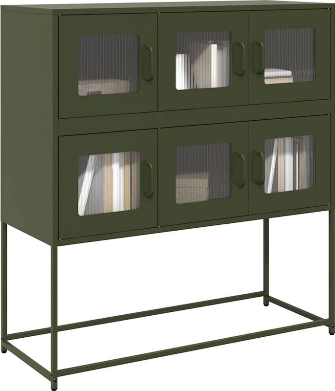 vidaXL Sideboard Olivgrün 100,5x39x107 cm Kaltgewalzter Stahl