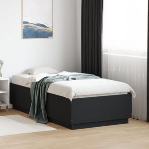 vidaXL Bettgestell mit LED Schwarz 90x190 cm Holzwerkstoff