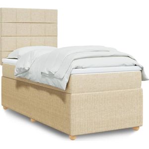 vidaXL Boxspringbett mit Matratze Creme 90x190 cm Stoff
