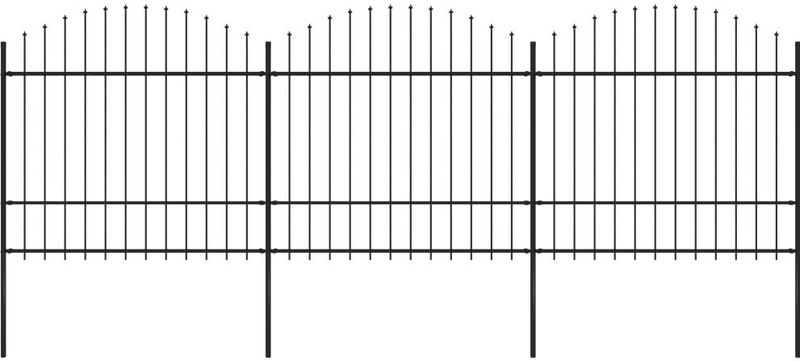 vidaXL Gartenzaun mit Speerspitzen Stahl (1,5 - 1,75) x 5,1 m Schwarz