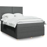 vidaXL Boxspringbett mit Matratze Dunkelgrau 160x200 cm Stoff