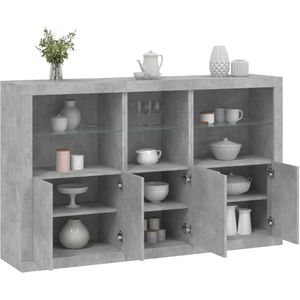 vidaXL Sideboard mit LED-Leuchten Betongrau 162x37x100 cm