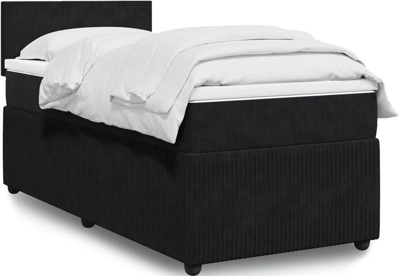 vidaXL Boxspringbett mit Matratze Schwarz 100x200 cm Samt
