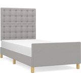 vidaXL Bettgestell mit Kopfteil Hellgrau 90x200 cm Stoff