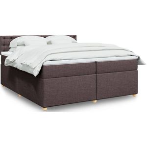 vidaXL Boxspringbett mit Matratze Dunkelbraun 200x200 cm Stoff