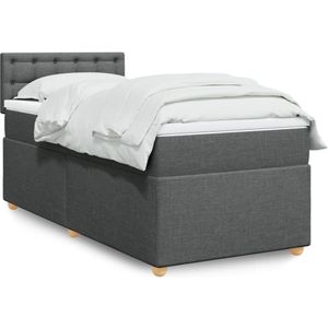 vidaXL Boxspringbett mit Matratze Dunkelgrau 100x200 cm Stoff