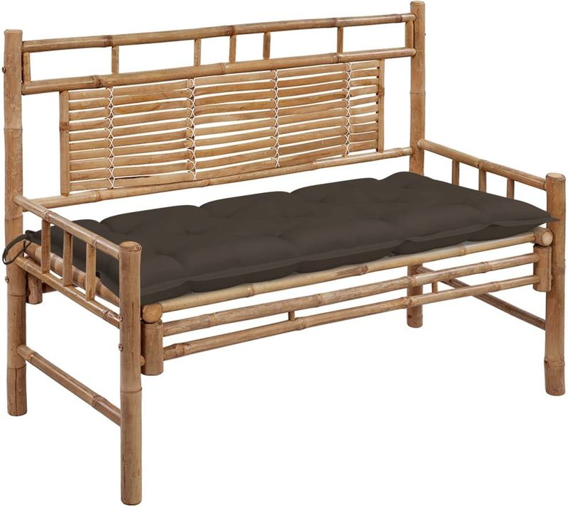 vidaXL Gartenbank mit Auflage 120 cm Bambus