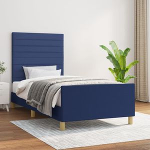vidaXL Bettgestell ohne Matratze Blau 90x200 cm Stoff