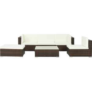 vidaXL 6-tlg. Garten-Lounge-Set mit Auflagen Poly Rattan Braun