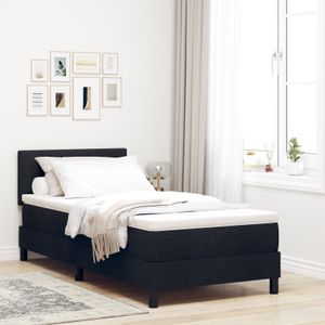 vidaXL Boxspringbett mit Matratze Schwarz 80x200 cm Stoff