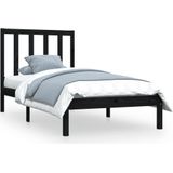 vidaXL Massivholzbett Schwarz Kiefer 100x200 cm