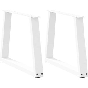vidaXL Esstisch Beine V-Form 2 Stück Weiß 50x(42-43,3) cm Stahl