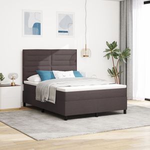 vidaXL Boxspringbett mit Matratze & LED Dunkelbraun 160x200 cm Stoff